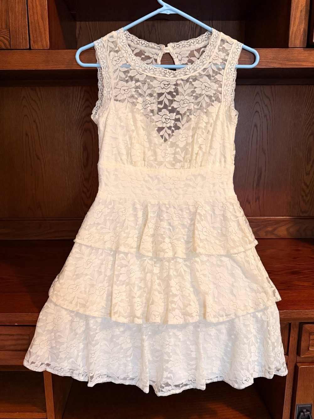 Lace Tiered Girls Dress - Ivory